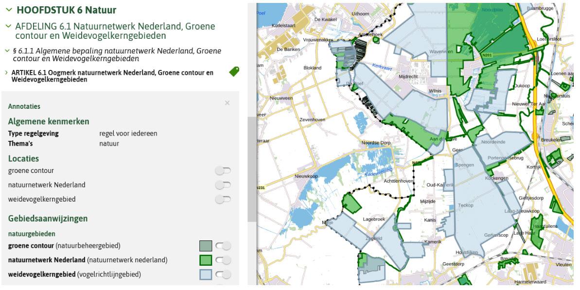 weergave en legenda door het gebruik van gebiedsaanwijzingen