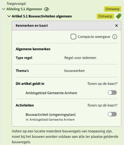 Ook in Plekinfo zijn voorbeeld wijzigingen locaties en annotaties in renvooi gemarkeerd.  